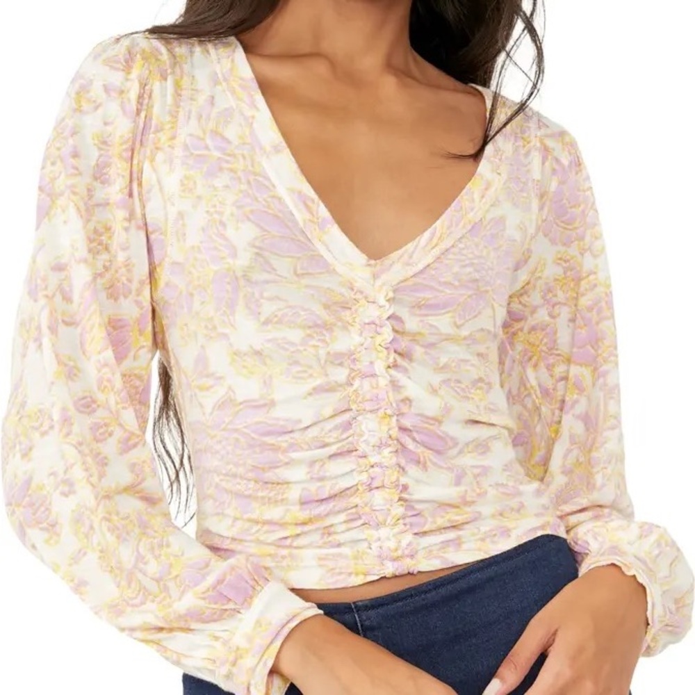 NWT Free People Say the Word Floral Cotton & Modal Knit Top L